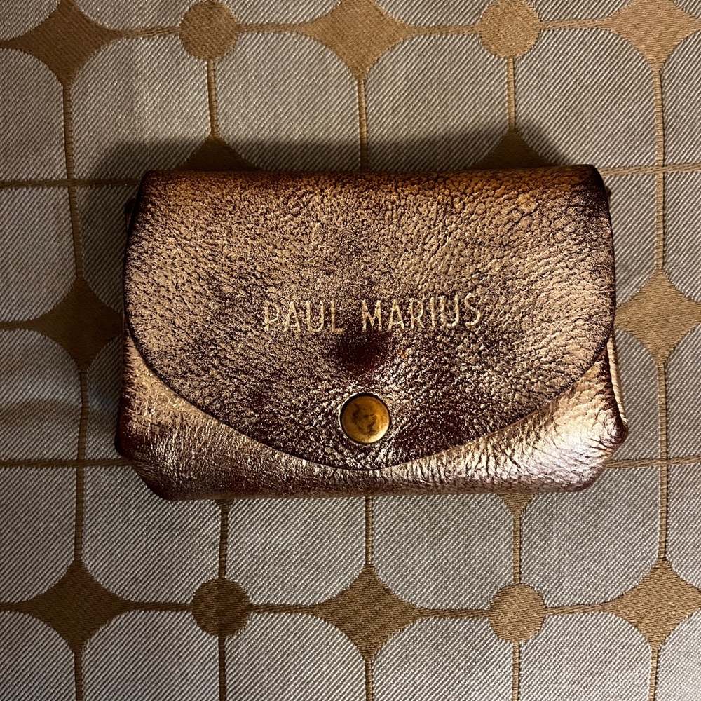 Small gold distressed leather pouch